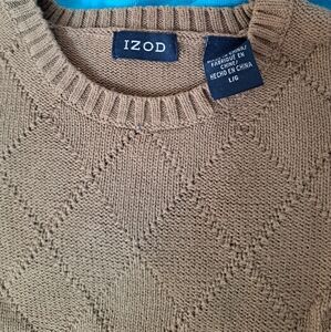 IZOD mens crew neck sweater size L brown vintage